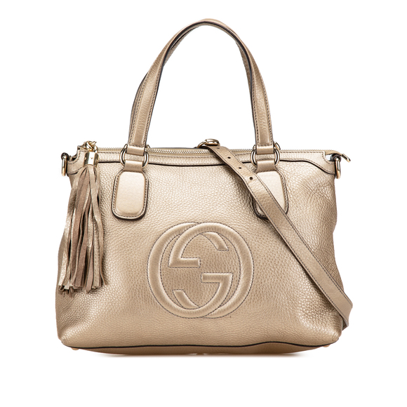 Pre-Loved Gucci Small Metallic Leather Soho Working Satchel - Picture 1 of 12